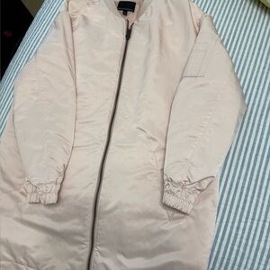 Long Pink Bomber Coat